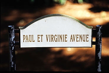 Mauritius, Pamplemousses Gardens, Street Sign