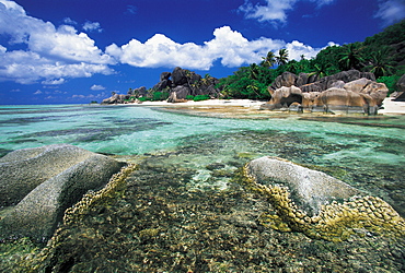 Seychelles, Ladigue, Anse D'argent Beach & Lagoon