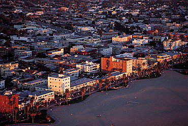 Los Angeles, California, Usa Venice Seafront At Dusk, Aerail