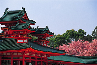 Japan, Kyoto, Heian Shrine Tile Roofs