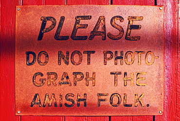 Amish Sign For No Photo, Usa