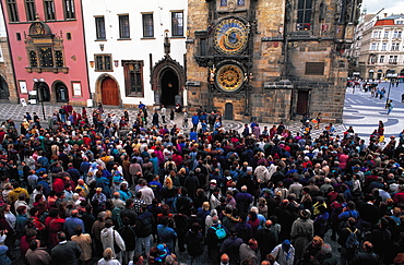 Spectators At Astronomical Clock, Prague, Czech Rep