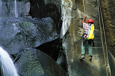 Canyoning At Les Aigrettes Waterfall, Reunion