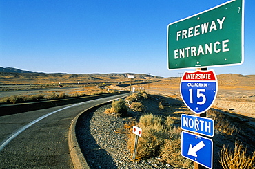 Freeway road signs, California, United States of America, North America