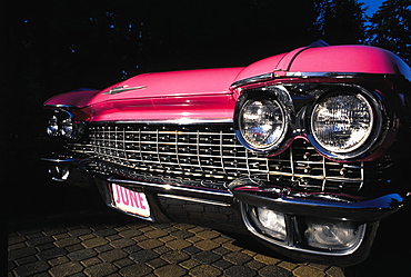 Pink Vintage Cadillac, Napa Valley, California, Usa