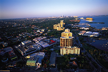 Aerial At Dusk, Miami Beach, Florida, Usa