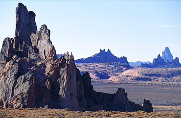 Usa, New Mexico, Landscape With Shiprock Hill