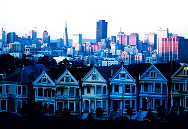 Usa, California San Francisco, California, Alamo Square Victorian Houses