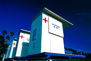 Beach Patrol Booths, Santa Barbara, California, Usa