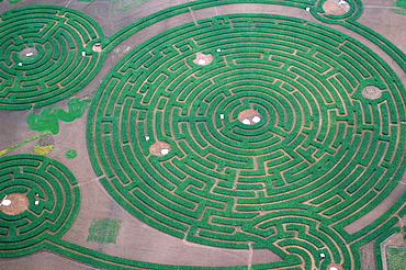 Aerial view of the maze, labyrinthus, Reignac-sur-Indre, Touraine, France, Europe