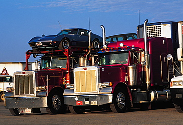 Trucks On A Service Area, Route 66, Arizona, Usa