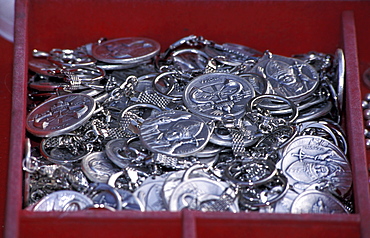 Italy, Rome, Vatican, St. Peterõs Square, Shop Selling Pilgrimages Artifacts And Souvenirs, Medals