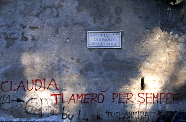 Italy, Rome, Villa Celimontana Gardens, Graffiti (Claudia I Love You For Ever)