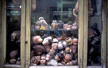 Italy, Rome, Shop Windows With Puppets Heads