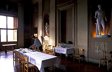 Italy, Rome, Villa Medicis, Preparing The Dining Room For The Residents