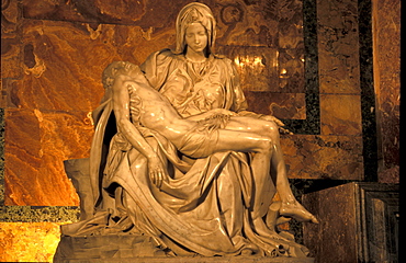 Italy, Rome, Vatican, St. Peterõs Basilica, La Pieta Sculpture By Michelangelo