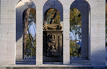 Italy, Rome, Janiculo Gardens, Fascist Monument Built By Mussolini