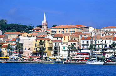 France, Corsica, Balagne, Calvi, Harbour And Sea Front View From The Sea