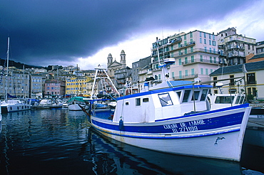 France, Corsica, North, Bastia, Stormy Weather On The Old Harbour And Marina