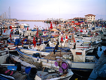 Spain, Catalonia, Near Barcelona, The Fishing Harbour Of Rosas De Mar