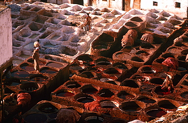 Morocco, Fes, Medina (Old City), The Tanneries SoUK, Heaps Of Hides To Be Processed