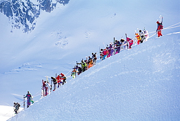 France, Alps, Vallee Blanche Skiers