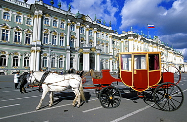 Russia, Saint Petersburg, Hermitage Museum In Winter Palace, Faced On Palace Square And Barouche 