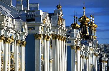 Russia, Saint Petersburg, Tsarskoie Selo (Pushkin) Catherine Ii Castle & Park, Facade,  