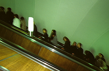 Russia, St Petersburg, Escalator Going Out Of The Underground Subway 