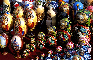 Russia, Saint Petersburg, Souvenirs For Tourists Sold In The Street 