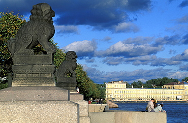 Russia, Saint Petersburg, River Neva Bank 