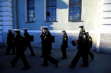 Russia, Saint Petersburg, Sailors Students At The Naval Academy 