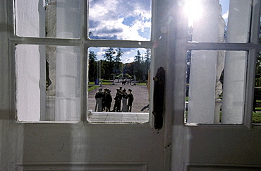 Russia, Saint Petersburg, Tsarskoie Selo (Pushkin) Catherine Ii Castle, View On The Park Through A Castle Window 