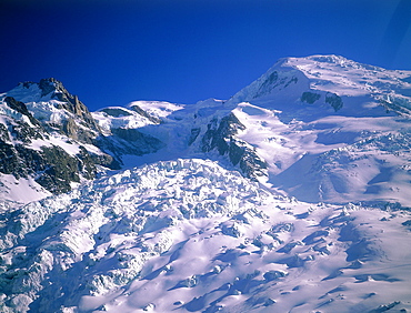 France, Alps In Winter, Savoie, Chamonix, Aerial Of Mont Blanc Slopes, Vallee Blanche Glacier Seracs 