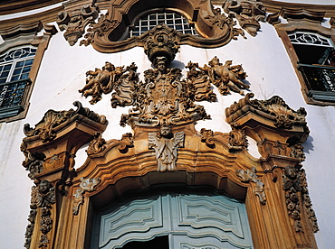 Brazil, Minas Gerais.Ouro Preto Colonial City.Close Up On Our Lady Of Carmo Church Main Door