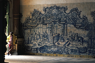 Brazil, Olinda (Near Recife) Ancient Portuguese Settlement.Inside The Sao Francisco Church.Baroque Portuguese Azulejos Mural Frescoe