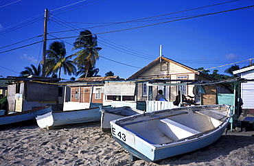 Caribbean, West Indies, Barbados, St Peter Parish, Fishermen Village Of Six Men's Bay, Boats On The Beach