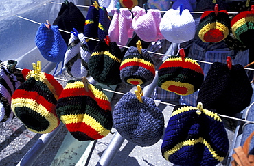 Caribbean, West Indies, Barbados, Bridgetown, The Visitors Market At Bridge , Rasta Style Caribbean Caps