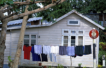 Caribbean, West Indies, Barbados, Chattel House (Small Movable Wooden Home Often Colored)