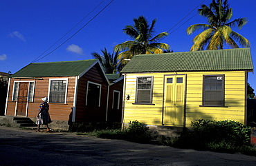 Caribbean, West Indies, Barbados, Chattel House (Small Movable Wooden Home Often Colored)