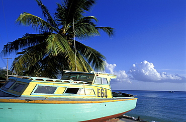 Caribbean, West Indies, Barbados, St Peter Parish, Fishermen Village Of Six Men's Bay, Boats On The Beach