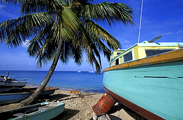 Caribbean, West Indies, Barbados, St Peter Parish, Fishermen Village Of Six Men's Bay, Boats On The Beach