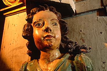 France, Provence, Alpes Maritimes 06, Saorge Church, Baroque Angel Head Bearing The Organ