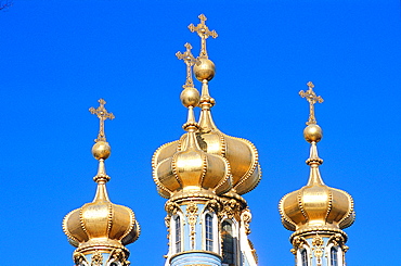 Russia, St-Petersburg, Tsarskoie Selo (Pushkin), Catherine Ii Palace, The Belfries Bulbs Of The Chapel