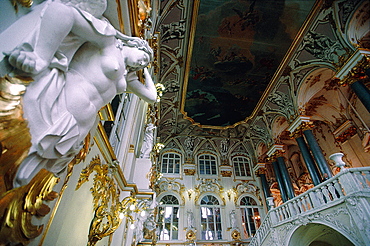 Russia, St-Petersburg, The Winter Palace (Now Hermitage Museum) , The Monumental Jourdain Stairs Built By Rastrelli (1762)