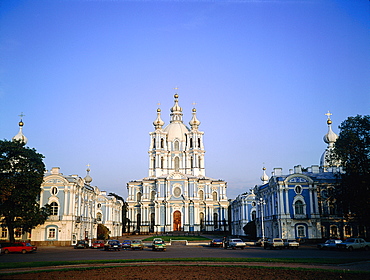 Russia, St-Petersburg, Smolny Baroque Monastery Built By Architect Rastelli, The Church Facade