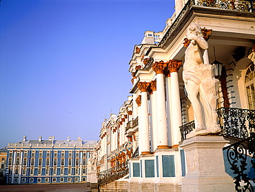 Russia, St-Petersburg, Tsarskoie Selo (Pushkin), Catherine Ii Palace, The Facade On The Back Yard