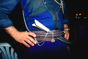 Greece, Crete, Typical Cretan Man Dress, Wearing The Cretan Knife At Waist