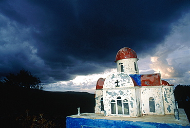 Greece, Crete, Hagios Nikolaos Vicinity, Scale Model Chapel On The Roadside, Supposed To Mark A Fatal Accident Place