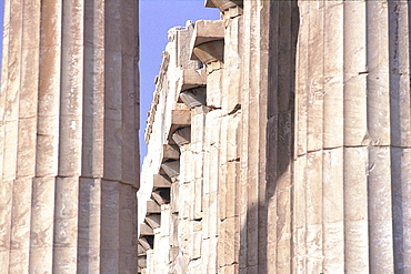 Greece, At Hens, Acropolis, In Side The Parthenon, The Columns (Doric Style)